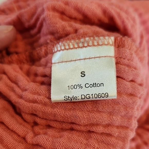 Elan Puff Sleeve Crop Top Off Shoulder Cotton Gauzy Coral Top Size Small - Picture 3 of 6